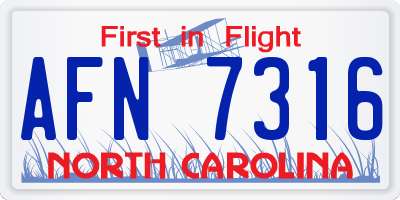 NC license plate AFN7316