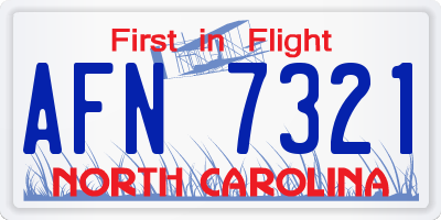 NC license plate AFN7321