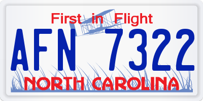 NC license plate AFN7322