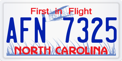 NC license plate AFN7325