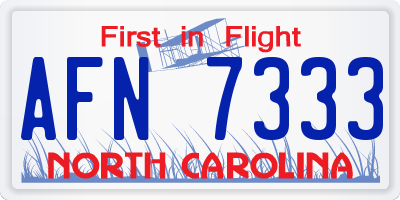 NC license plate AFN7333