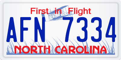 NC license plate AFN7334