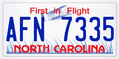 NC license plate AFN7335