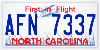 NC license plate AFN7337