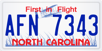 NC license plate AFN7343