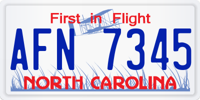 NC license plate AFN7345