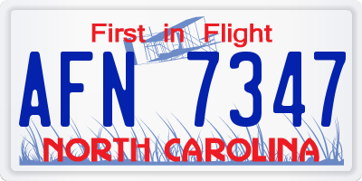 NC license plate AFN7347