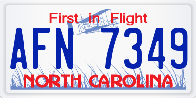 NC license plate AFN7349