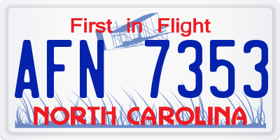 NC license plate AFN7353