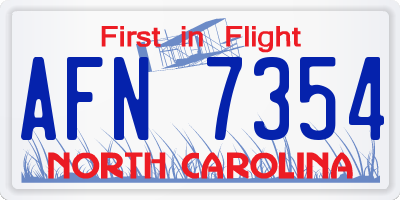NC license plate AFN7354