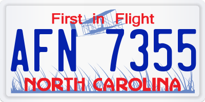 NC license plate AFN7355