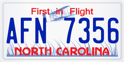 NC license plate AFN7356
