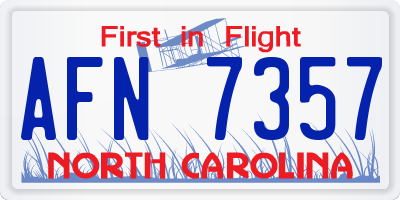 NC license plate AFN7357