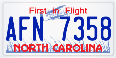 NC license plate AFN7358