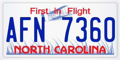 NC license plate AFN7360