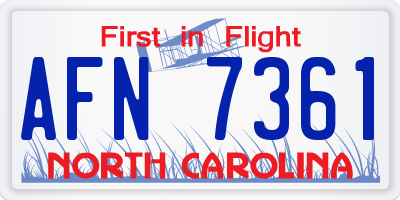 NC license plate AFN7361