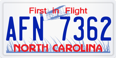 NC license plate AFN7362