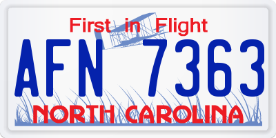 NC license plate AFN7363