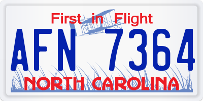 NC license plate AFN7364