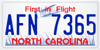 NC license plate AFN7365