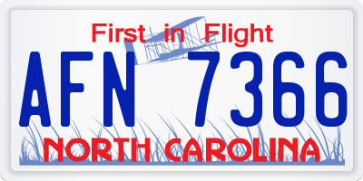 NC license plate AFN7366