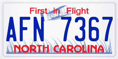 NC license plate AFN7367