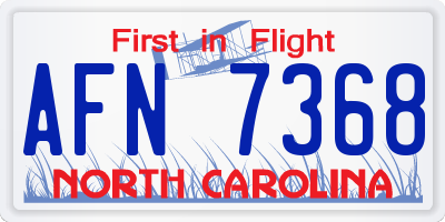NC license plate AFN7368