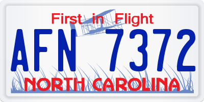 NC license plate AFN7372