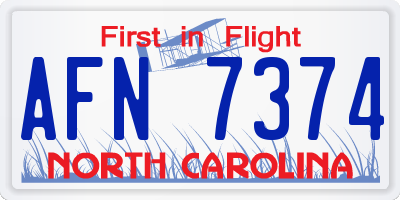 NC license plate AFN7374