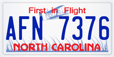 NC license plate AFN7376