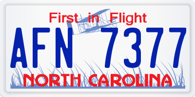 NC license plate AFN7377