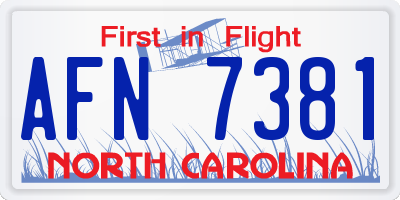 NC license plate AFN7381