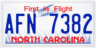 NC license plate AFN7382
