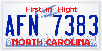 NC license plate AFN7383