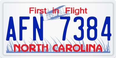 NC license plate AFN7384