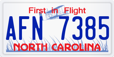 NC license plate AFN7385