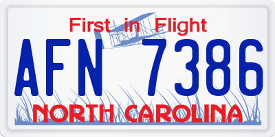 NC license plate AFN7386