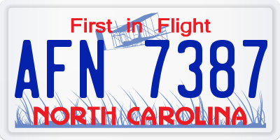 NC license plate AFN7387
