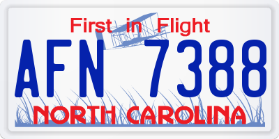 NC license plate AFN7388