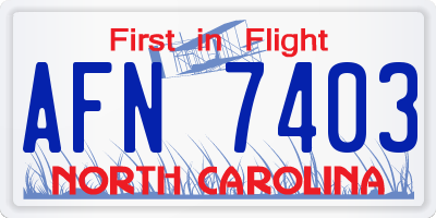 NC license plate AFN7403