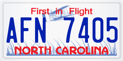 NC license plate AFN7405