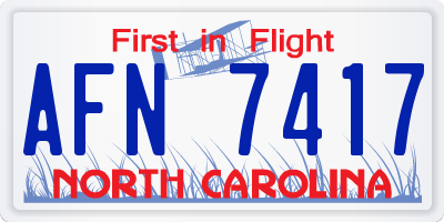NC license plate AFN7417