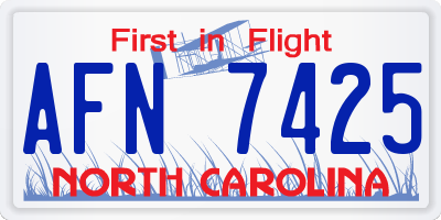 NC license plate AFN7425