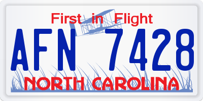 NC license plate AFN7428