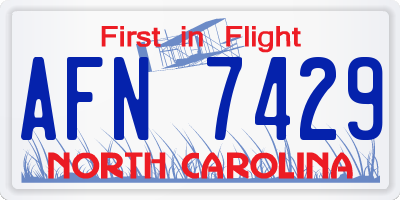 NC license plate AFN7429
