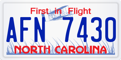 NC license plate AFN7430