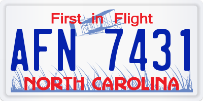 NC license plate AFN7431