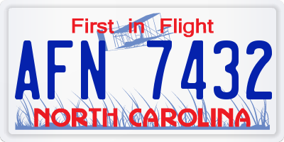 NC license plate AFN7432