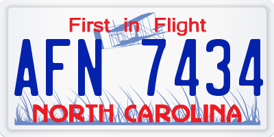 NC license plate AFN7434
