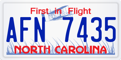 NC license plate AFN7435